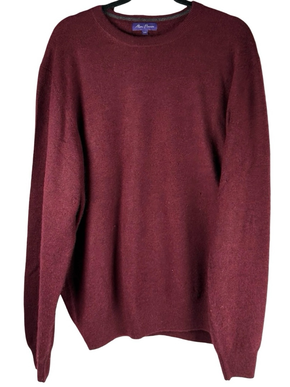 Alan Flusser 100% Cashmere burgundy red crewneck  Sweater Men’s Size 2XL